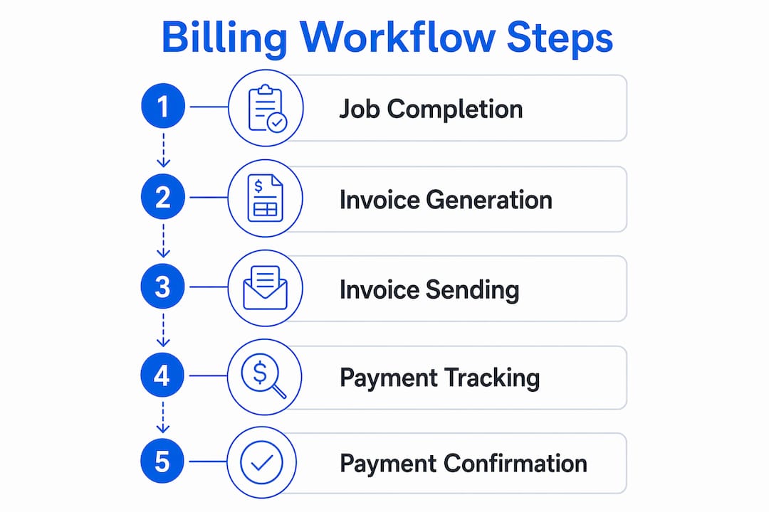 Infographic illustrating billing workflow steps