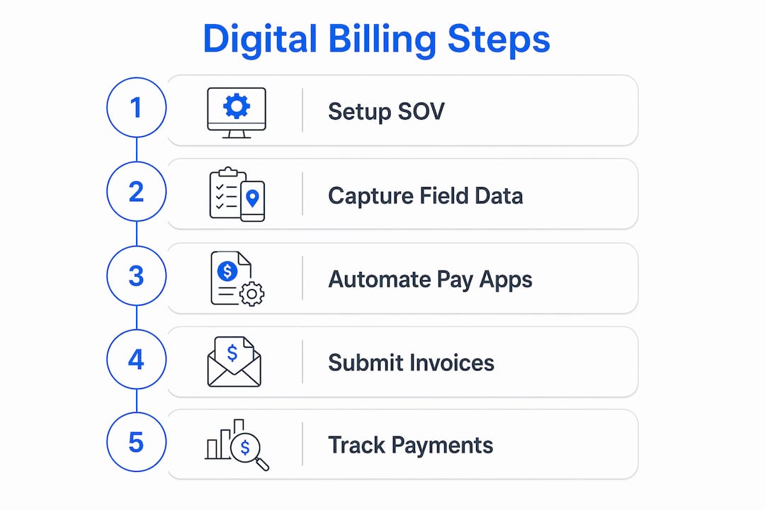 Infographic showing digital billing process steps