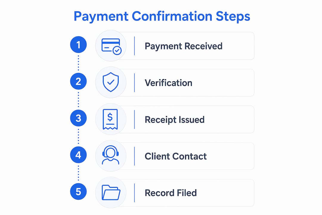Infographic illustrating payment confirmation steps